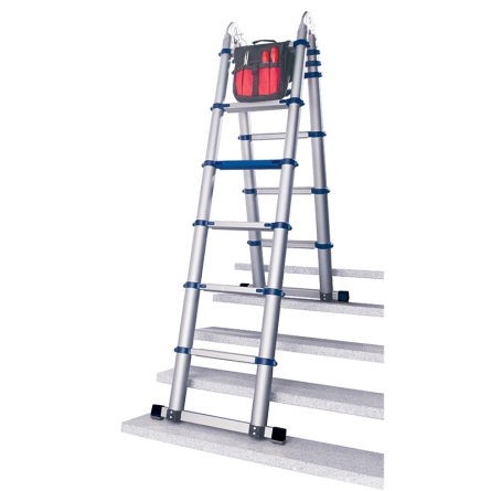 TEDURA Echelle télescopique pliable professionnelle en aluminium bleu