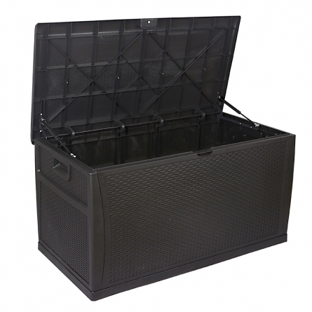 TEDURA Kissenbox Kunststoff Rattandesign schwarz